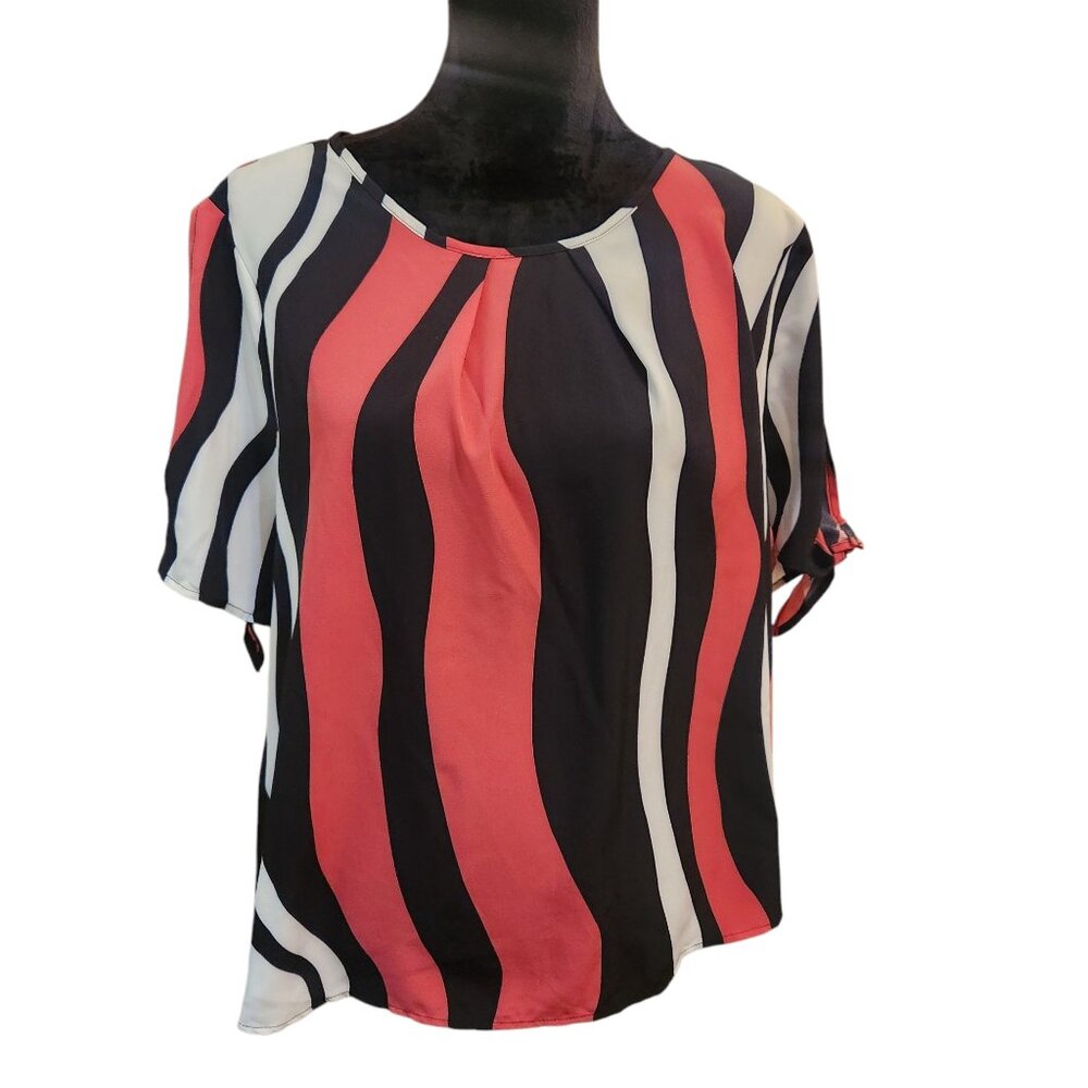 NWT Emery Rose Black, Pink and White Stripe Blouse Size 2XL - Picture 2 of 6